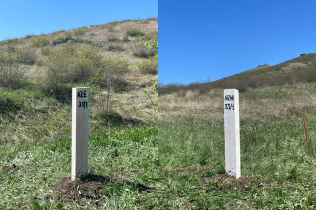 На границе Азербайджана и Армении установлено 40 пограничных столбов - ВИДЕО